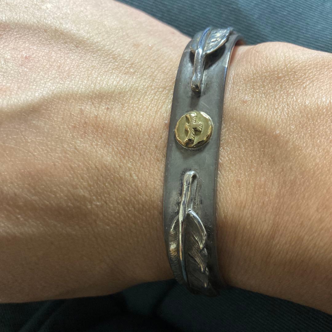 ぬん　tady&king 先金Mフェザー平打ちバングル GPイーグル18K