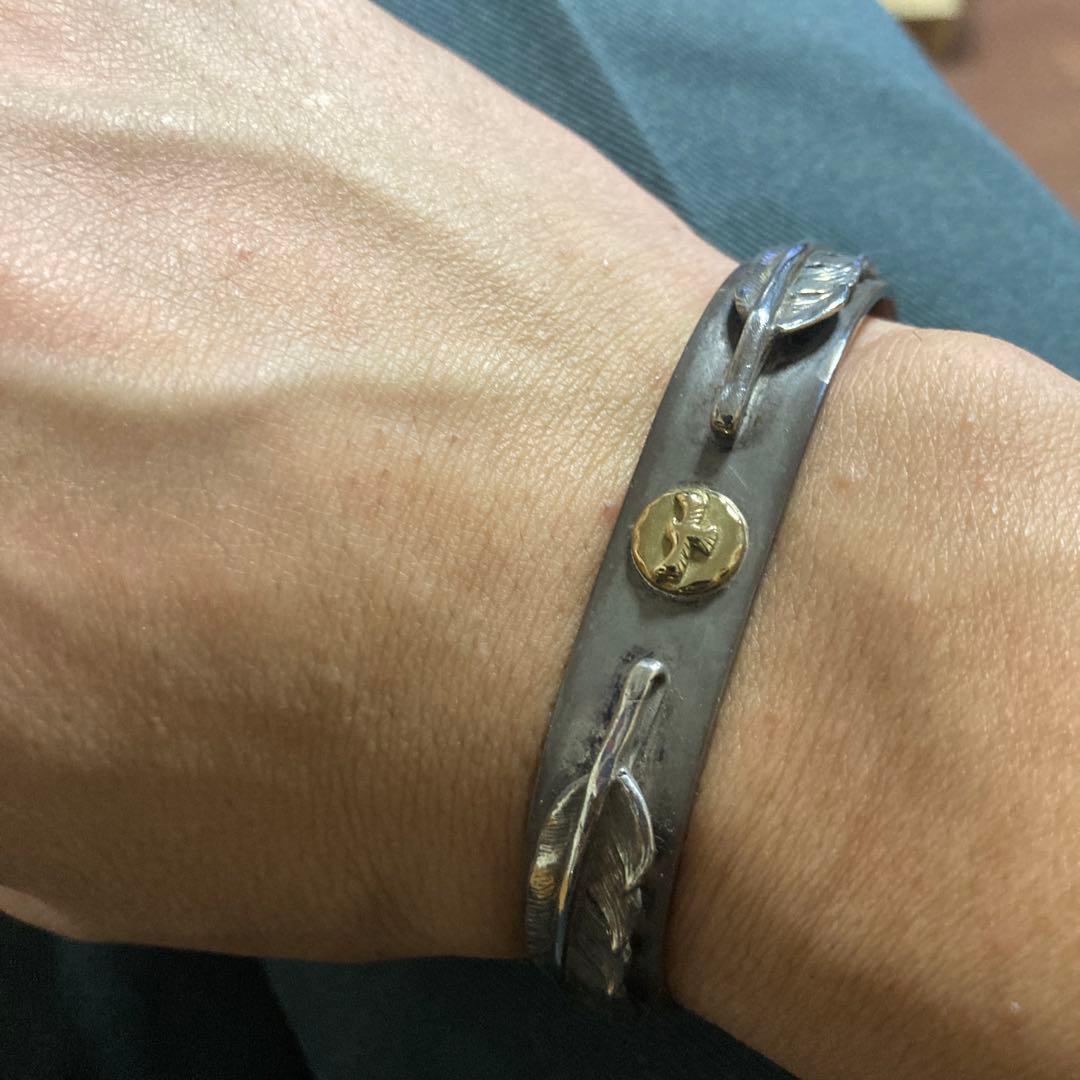 ぬん　tady&king 先金Mフェザー平打ちバングル GPイーグル18K