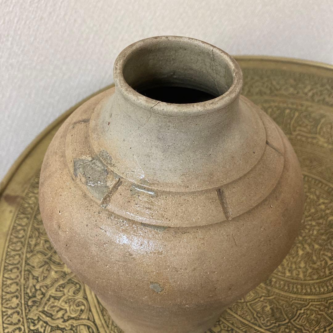 珍品　古壺2点〈検 須恵器　朝鮮　李朝　渥美壺　三筋壺　古越前　古常滑　古備前