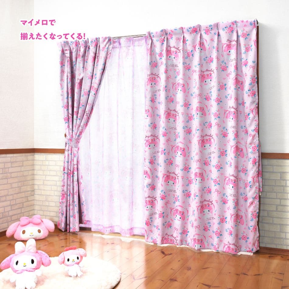 サンリオ　マイメロディ【MY MELODY】　遮光、ミラーレースカーテンセット