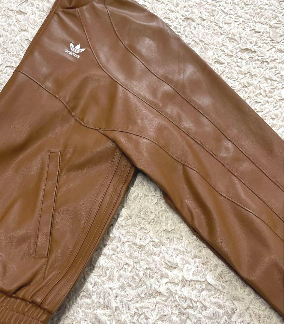 【正規品】美品 即完売 adidas フェイクレザージャケット ブラウン