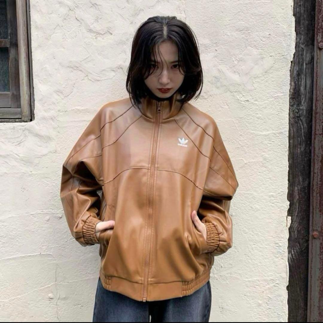 【正規品】美品 即完売 adidas フェイクレザージャケット ブラウン