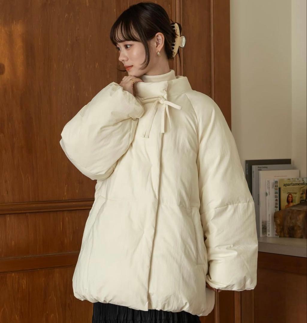 hinari 中綿リボンミドルコート S