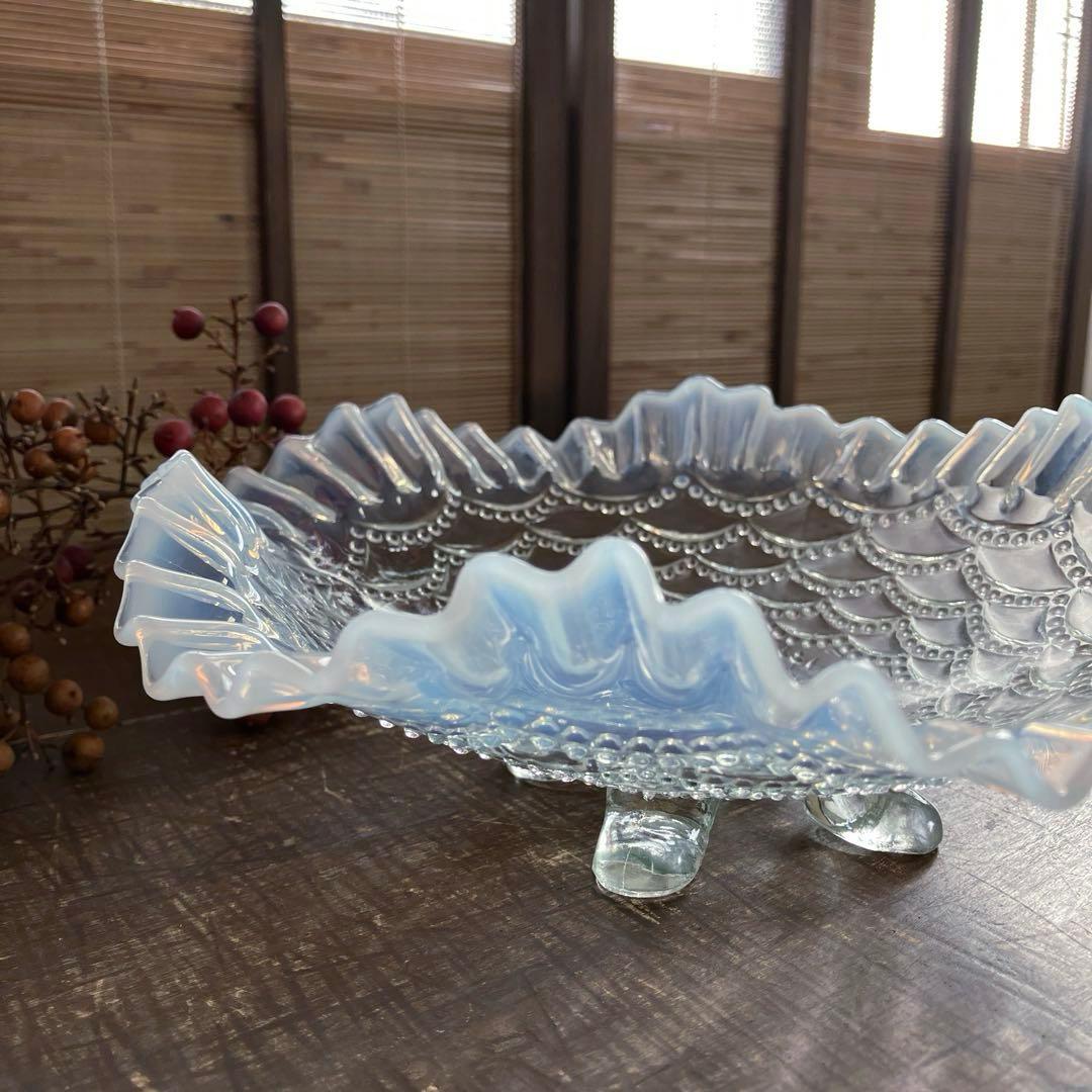 ヴィンテージ ノースウッド ビーズドレープ　ボウル　フリルエッジ　オパルセント