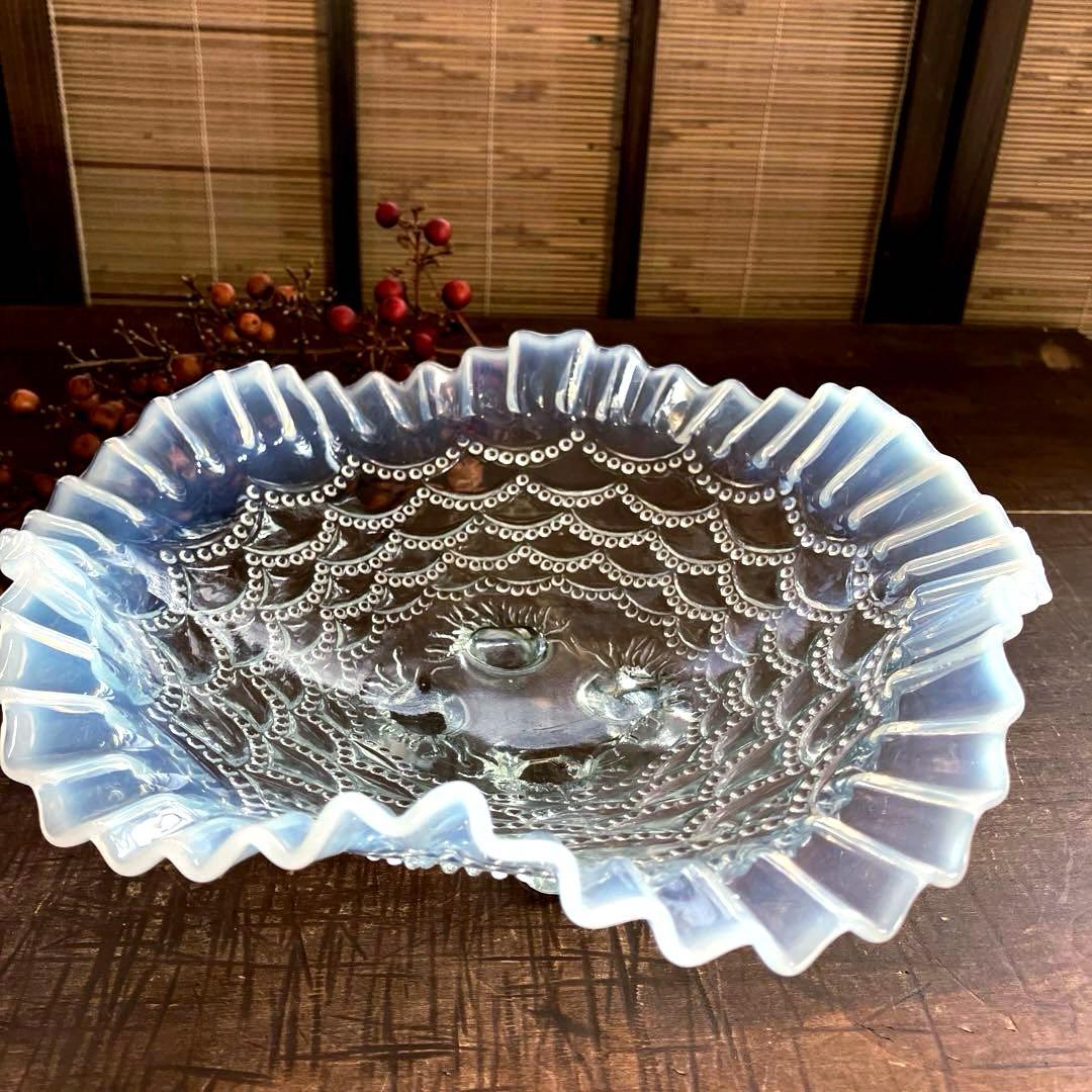 ヴィンテージ ノースウッド ビーズドレープ　ボウル　フリルエッジ　オパルセント