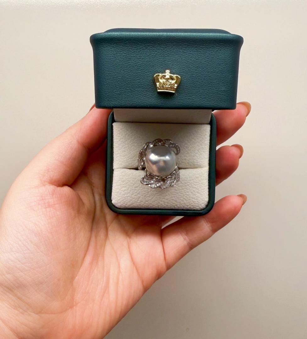 ✨超大玉15-16mm 南洋白蝶真珠 バロックパール 羽根デザイン 豪華リング✨