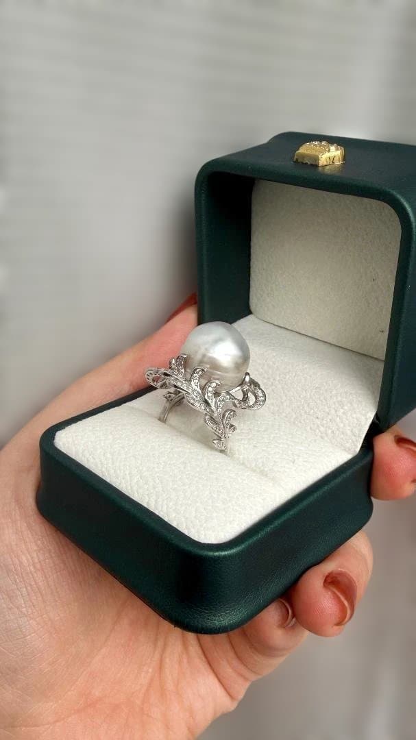 ✨超大玉15-16mm 南洋白蝶真珠 バロックパール 羽根デザイン 豪華リング✨