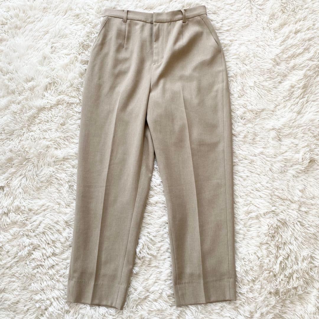 【美品】スーツセレクト 自宅で洗える セットアップ ノーカラー パンツ ベージュ