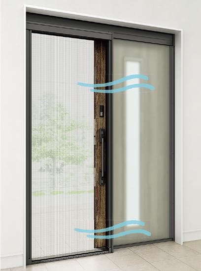 LIXIL　引戸用網戸　収納網戸　玄関　片袖用　トステム　エルムーブ　左勝手用