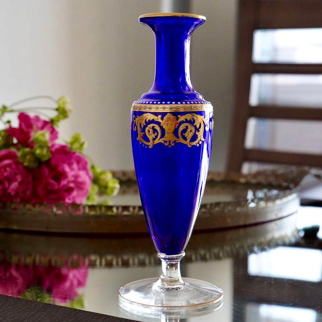 極希少★オールドバカラBACCARAT★24金彩＆エナメル彩装飾 花瓶★一輪挿し