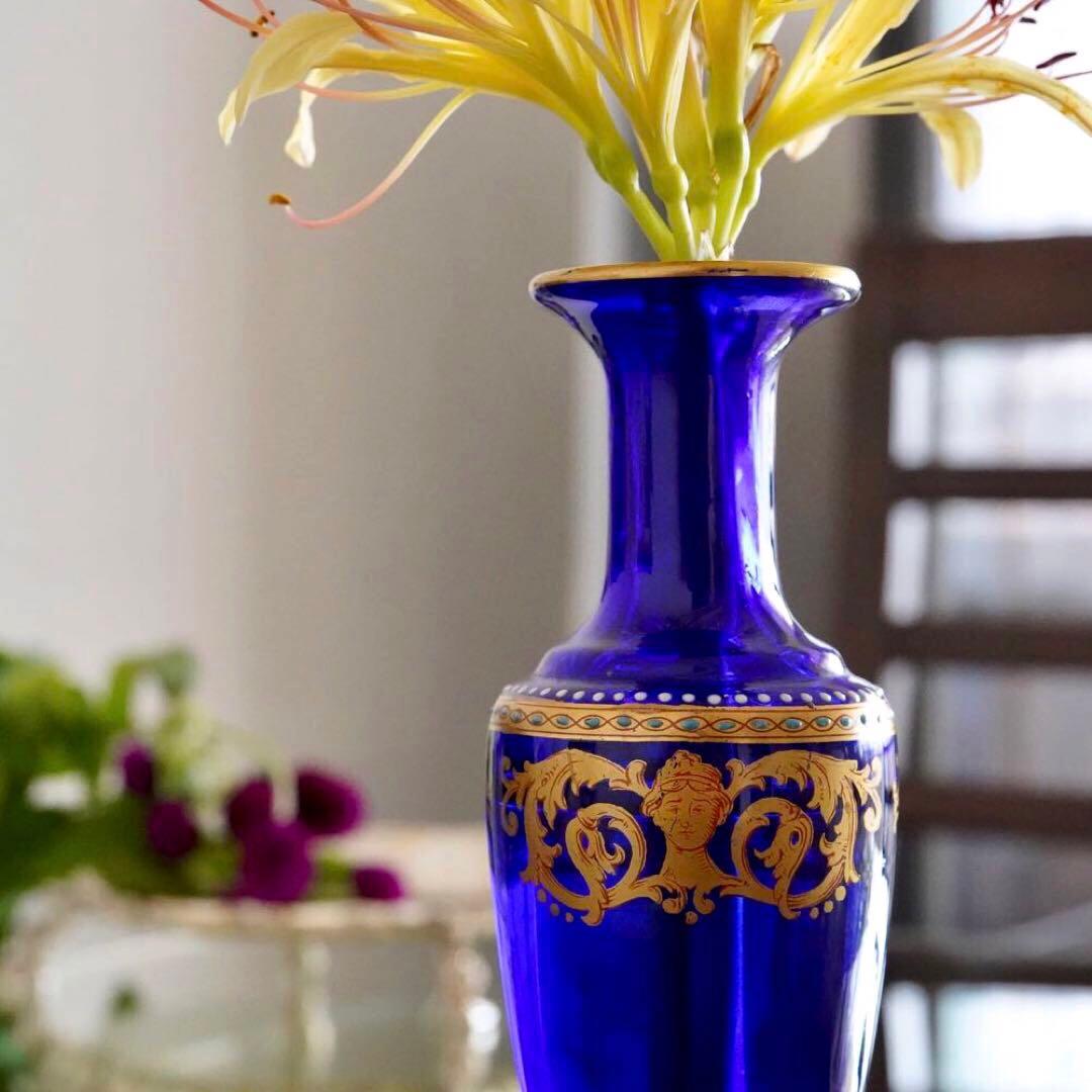 極希少★オールドバカラBACCARAT★24金彩＆エナメル彩装飾 花瓶★一輪挿し