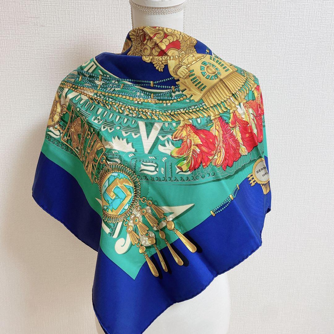 HERMES エルメス　スカーフ　カレ90 メキシコ　シルク　タグあり