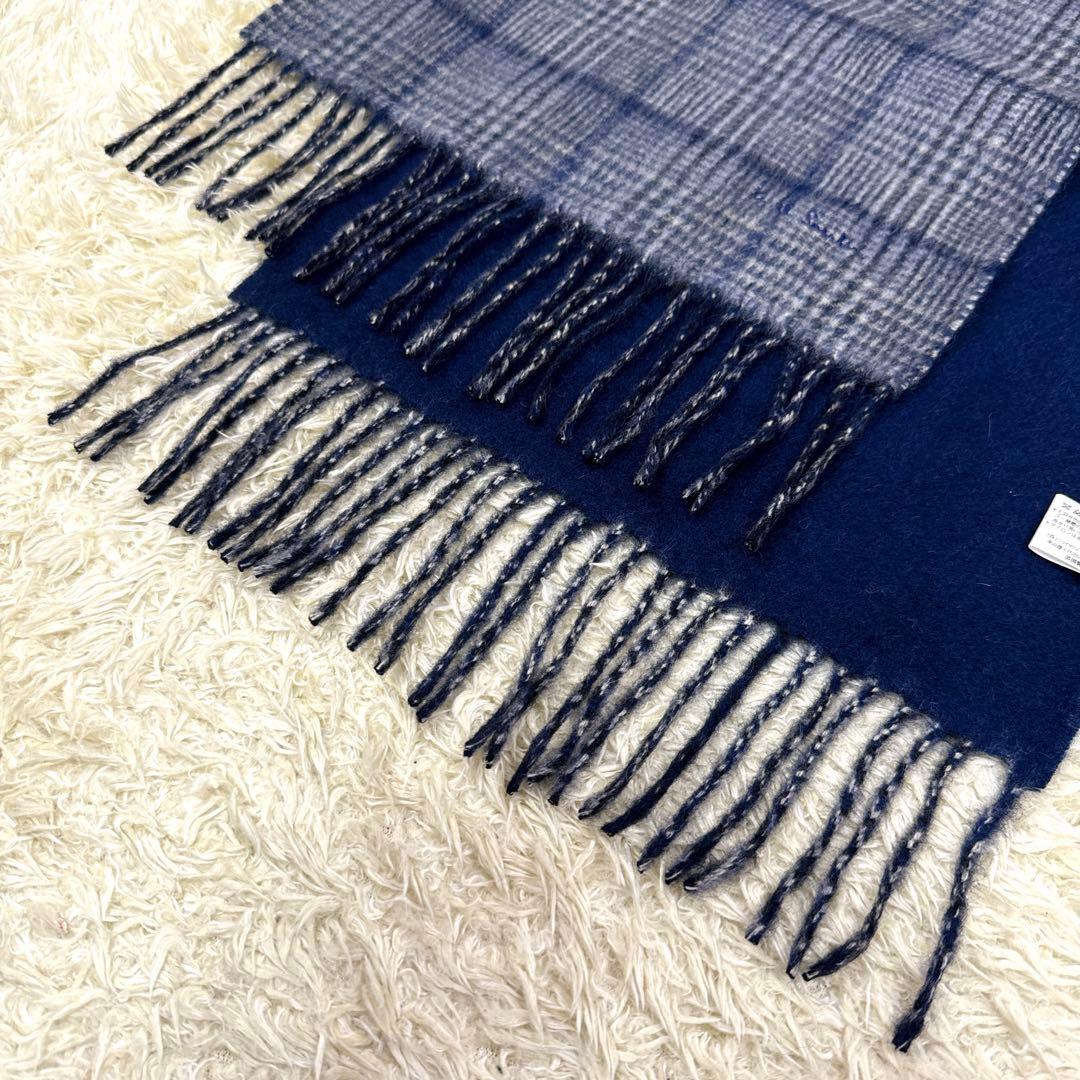 圭様✨袋付き新品同様✨ポールスミス　英国製　カシミヤ　リバーシブル　チェック灰紺