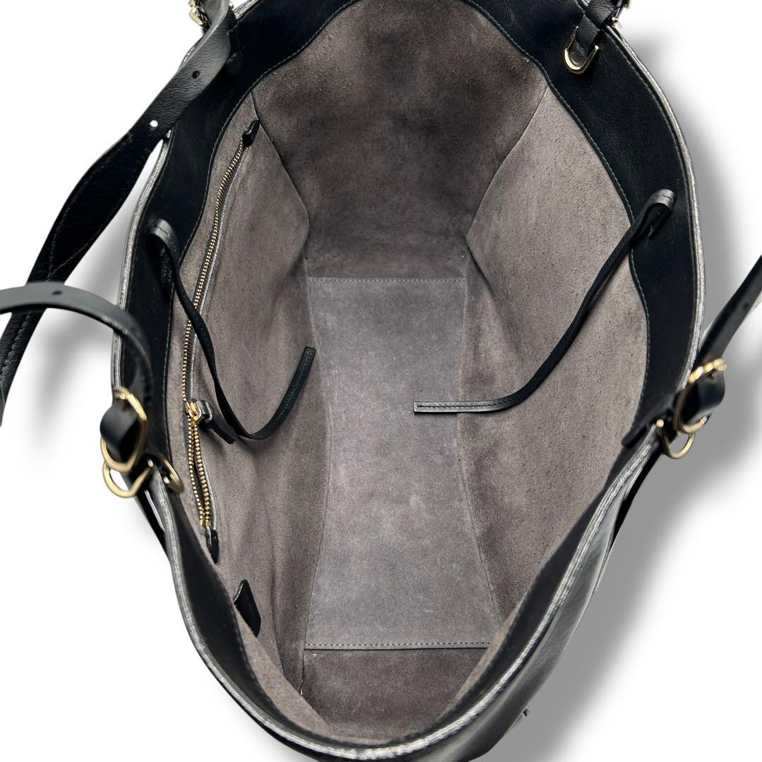 【JIMMY CHOO】ヴァレンヌ トートバッグ 肩掛け 大容量 収納袋付き 黒