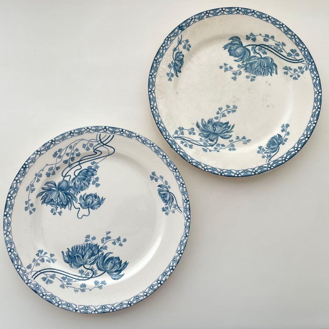 [フランス アンティーク] サルグミンヌ デザート皿ROYAT 2枚セット