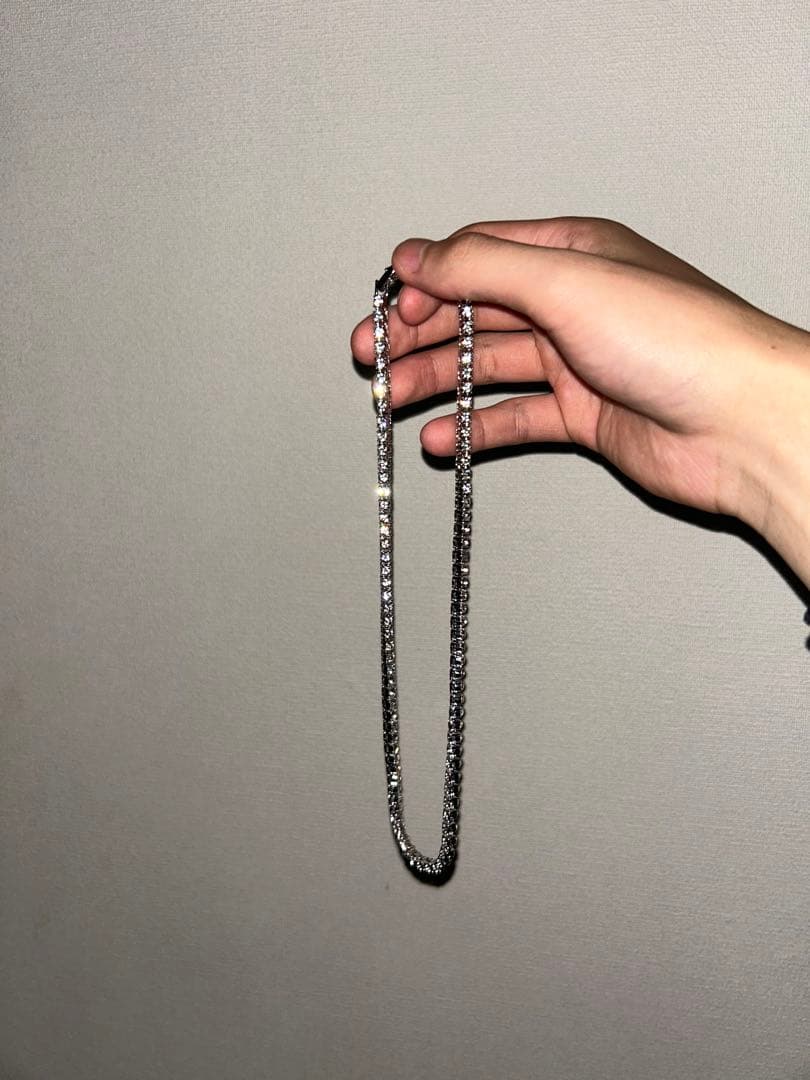 テニスネックレス　シルバーゴールド　モアサナイト　50cm 4mm