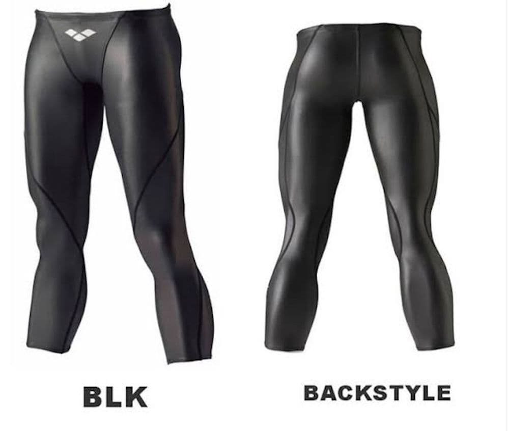 【美品】arena アクアフォース ゼロプラス ロングスパッツ ラバー ブラック