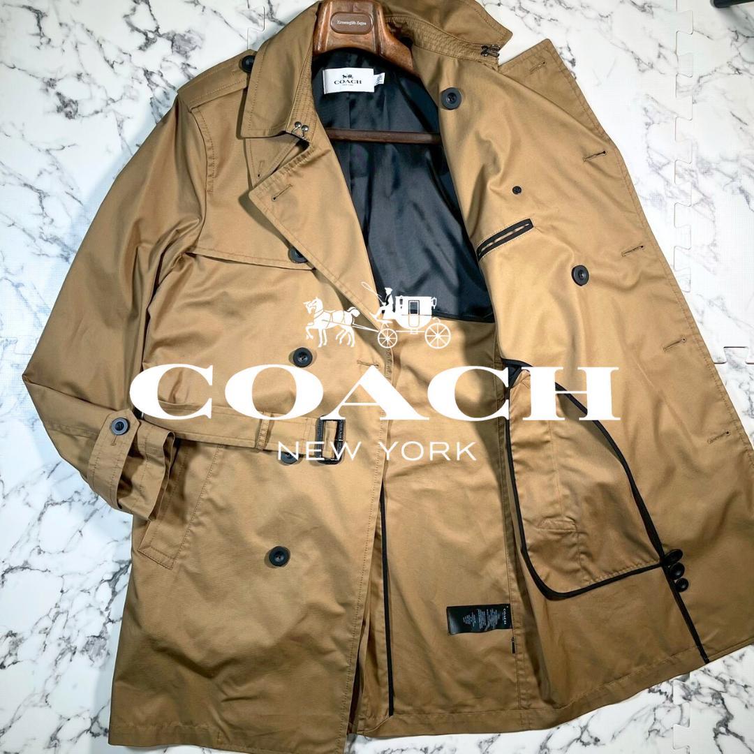 ✨極美品/レザー切替✨COACH トレンチコート ベルト ベージュ 175/L位
