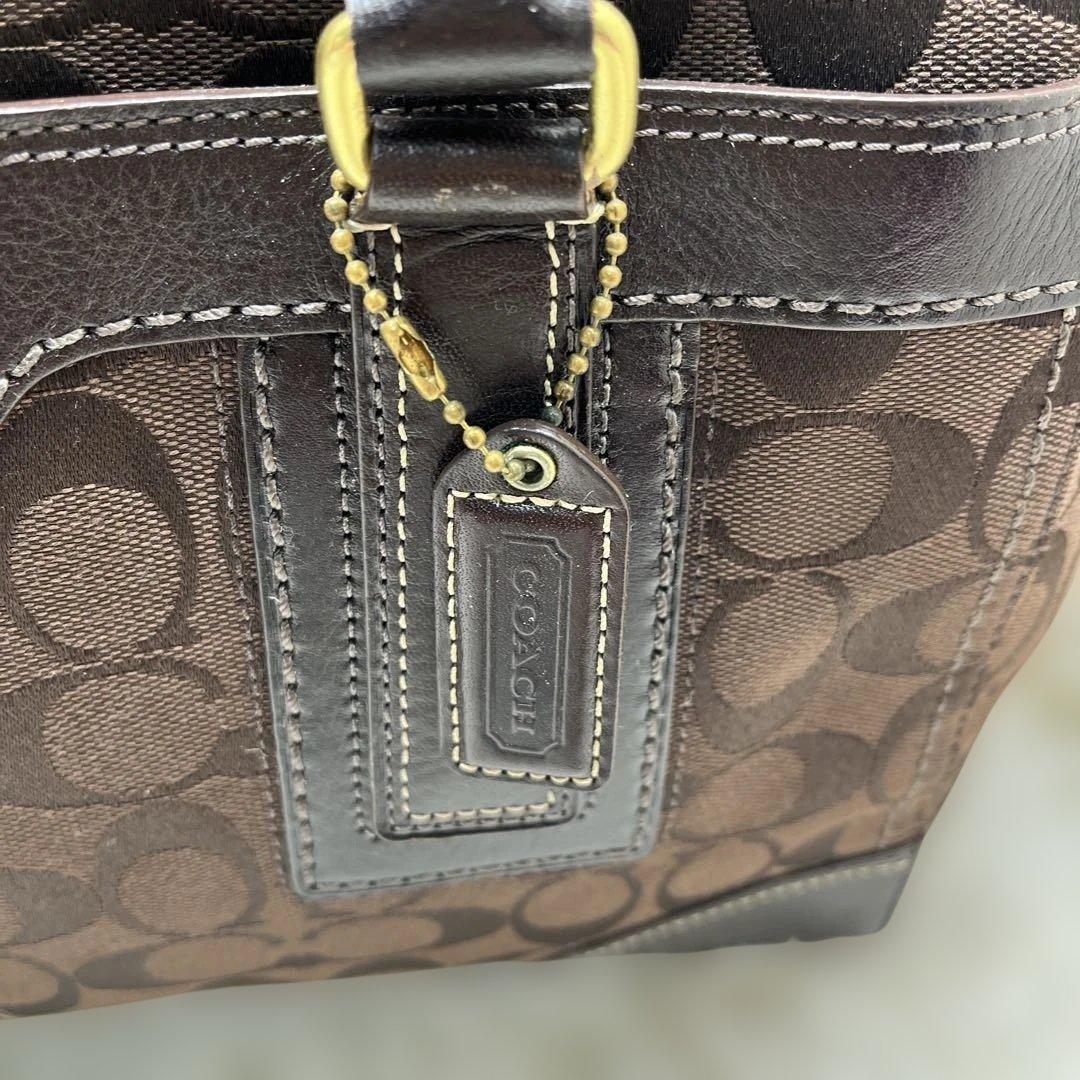 美品COACH トートバッグ 黒 肩掛け キャンバス レザー 11063 コーチ