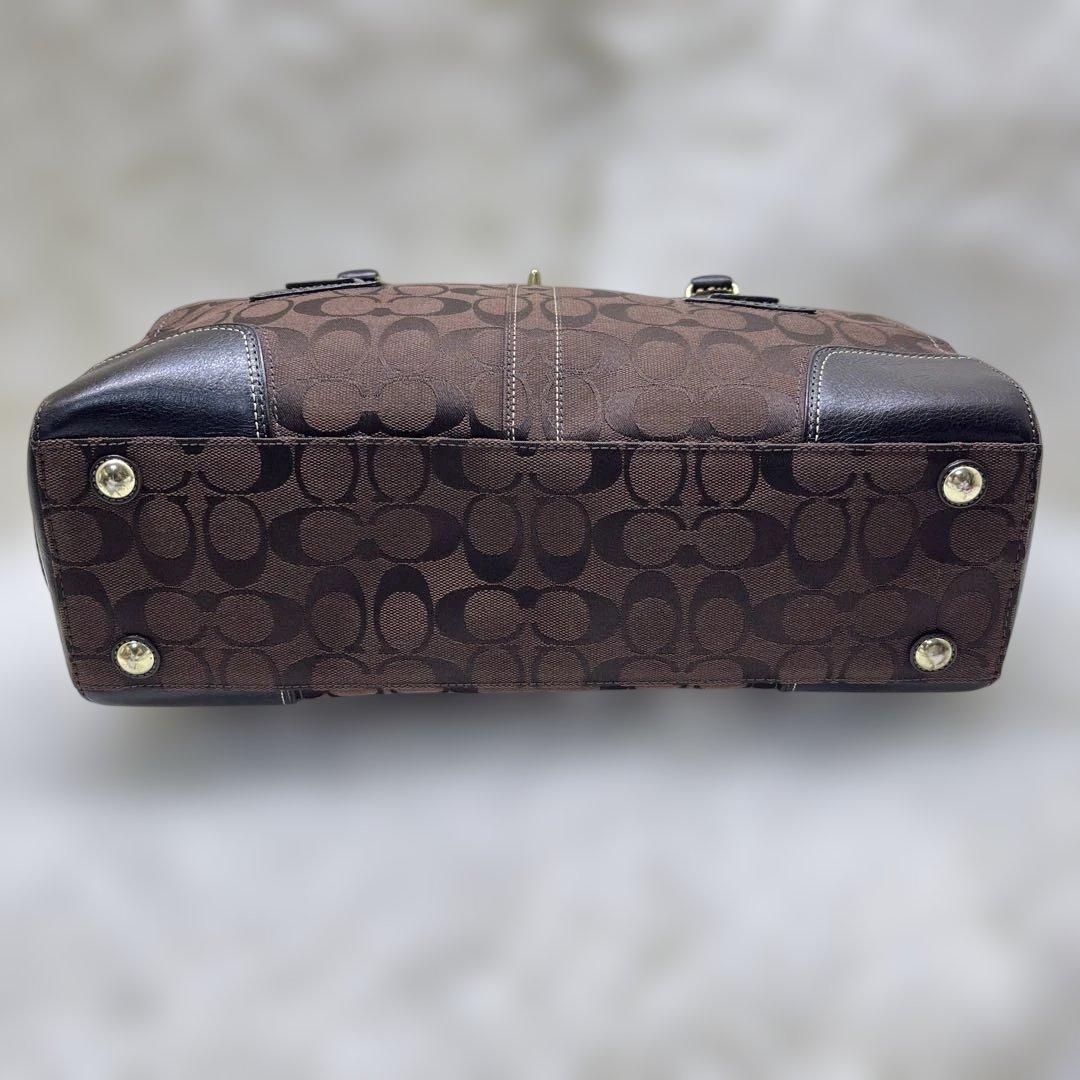 美品COACH トートバッグ 黒 肩掛け キャンバス レザー 11063 コーチ