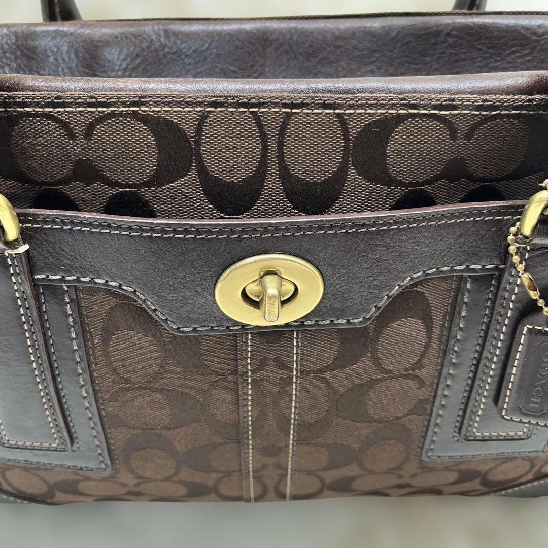 美品COACH トートバッグ 黒 肩掛け キャンバス レザー 11063 コーチ