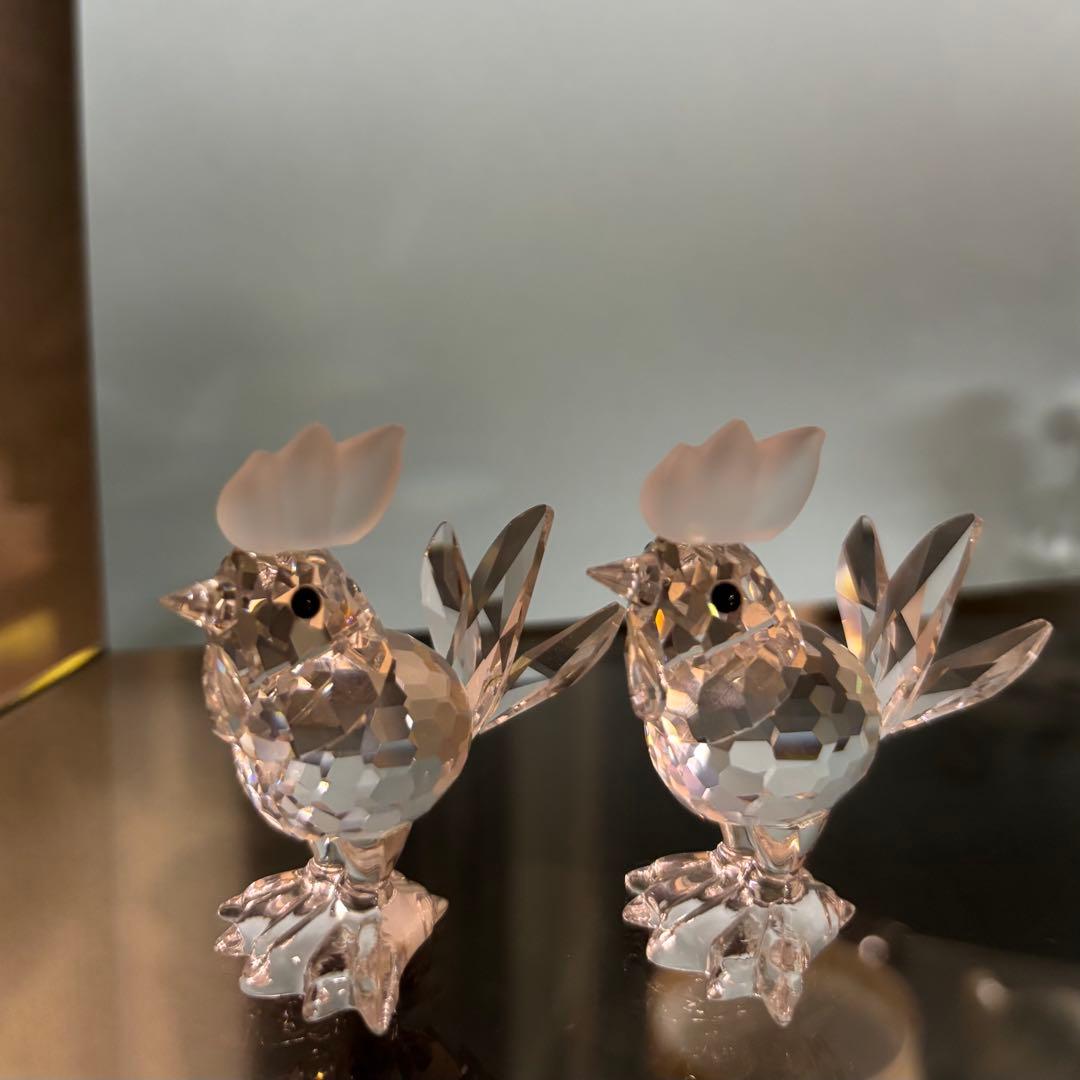 スワロフスキー　クリスタル ニワトリの置物 2個セット