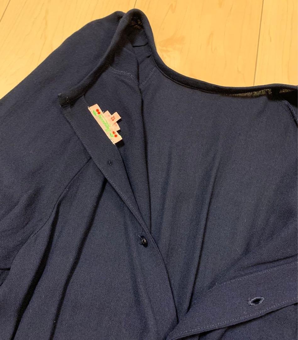 【ボンポワンBonpoint】濃紺ネイビー 長袖 ワンピース 12歳用150㎝