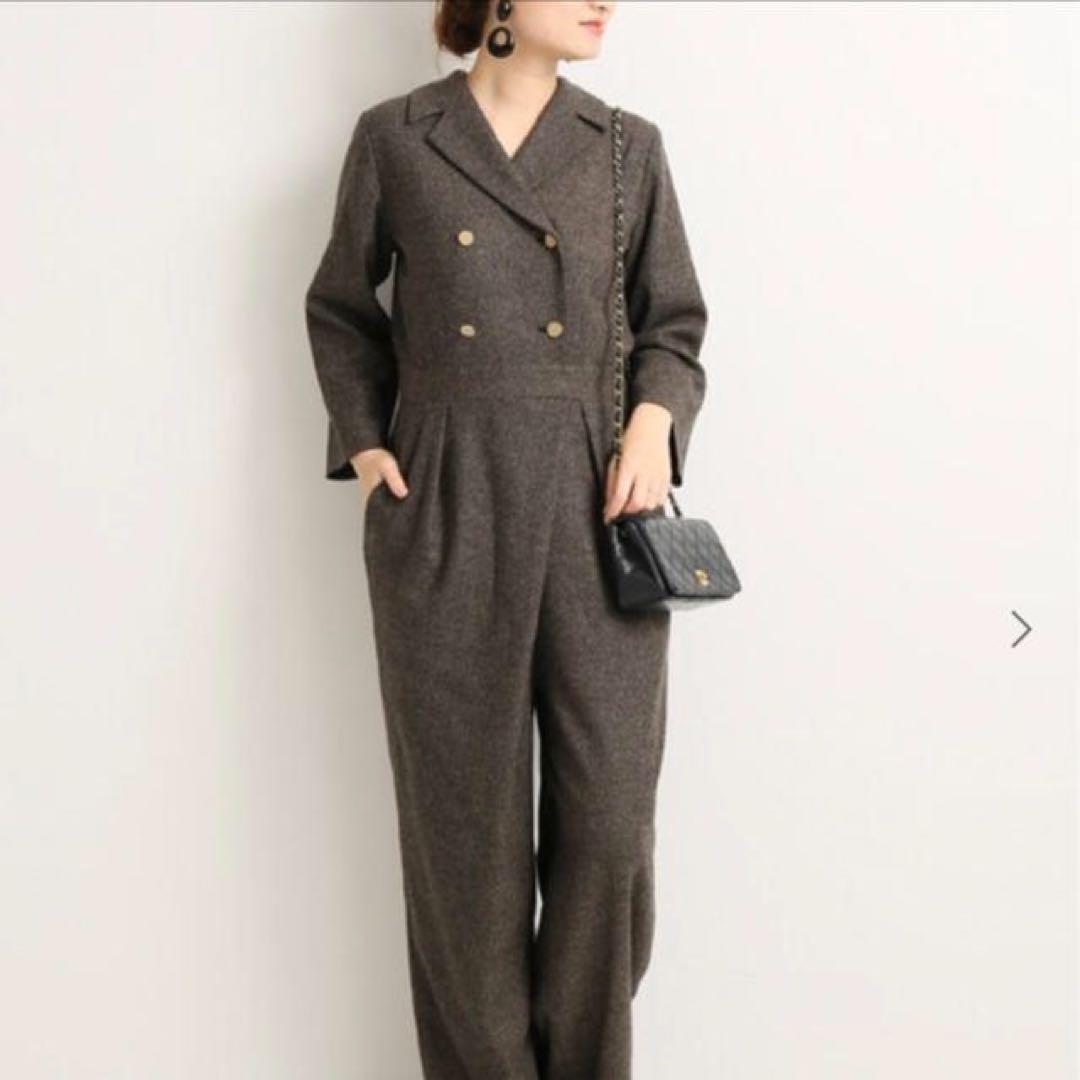 美品！ ヴェルメイユパーイエナ ダブル ツイードオールインワン つなぎ 38