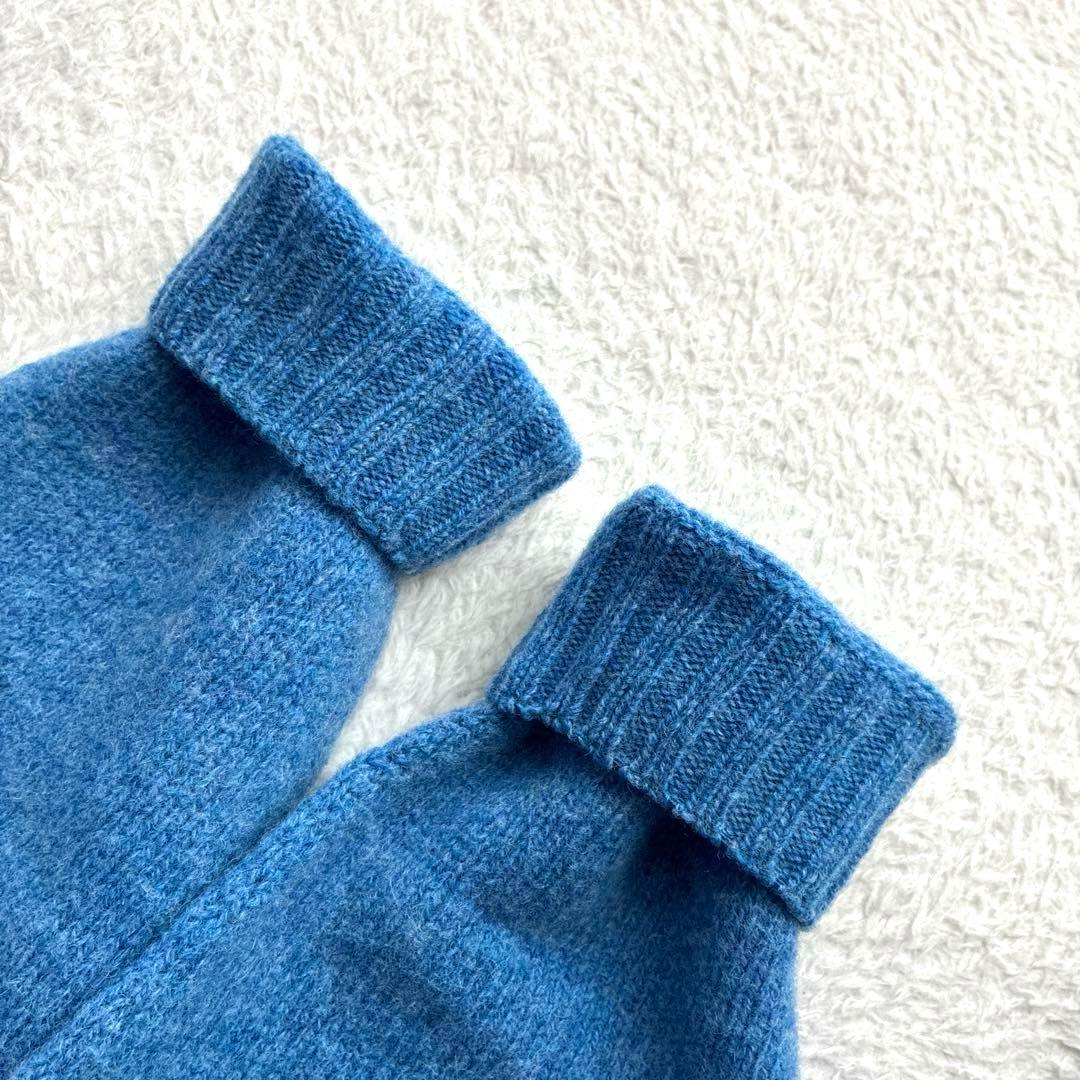 ハーレーオブスコットランド ウール クルーネックプルオーバー ニット 40 青