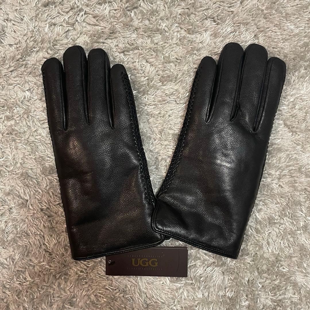土日割引本革【新品未使用】タグ付　UGG レザーグローブ　メンズ　レディース　黒