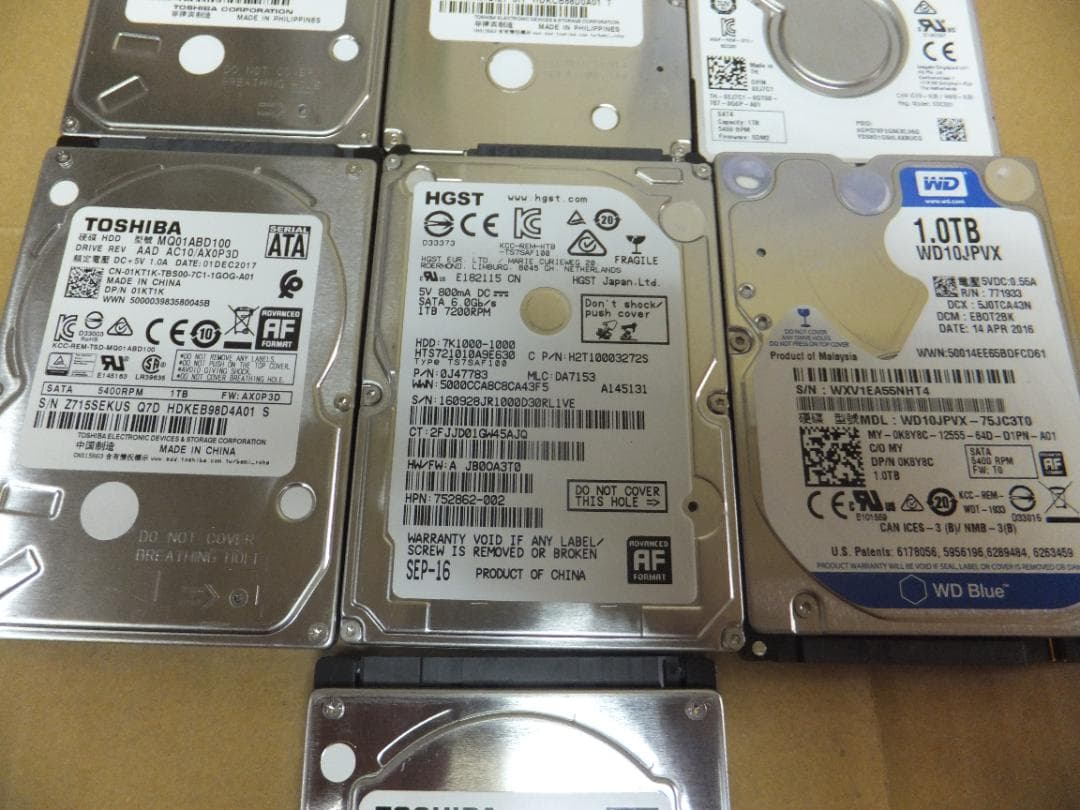 (1671) HDD　SATA 2.5インチ1TB 10個 動作品