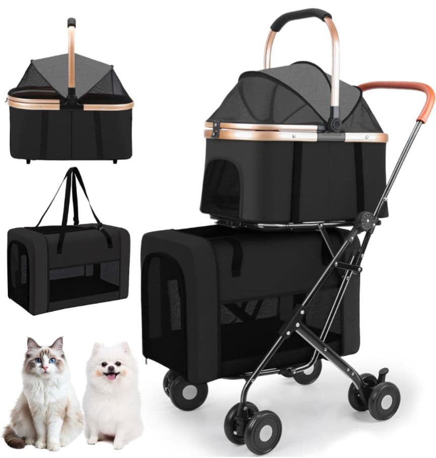 101ペットカート 分離型 ダブルデッカー 折りたたみ式 カート前輪360°回転