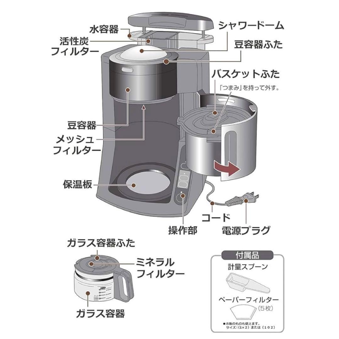 パナソニック コーヒーメーカー 全自動 ミル付き 沸騰浄水機能 NC-A57-K