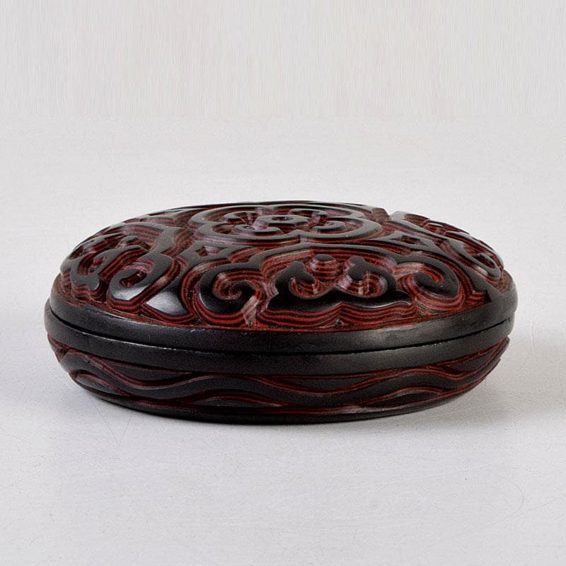 中国　堆黒　倶利香合　時代箱　V　8817