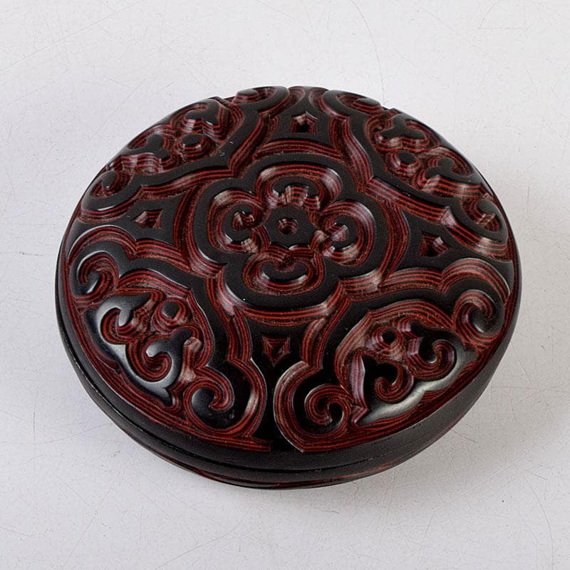 中国　堆黒　倶利香合　時代箱　V　8817