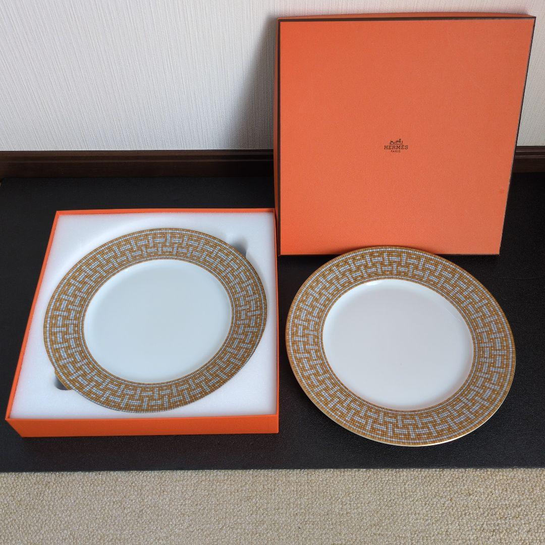 （極美品）エルメス　ディナープレート 〈モザイク 24〉 ゴールド 2枚セット