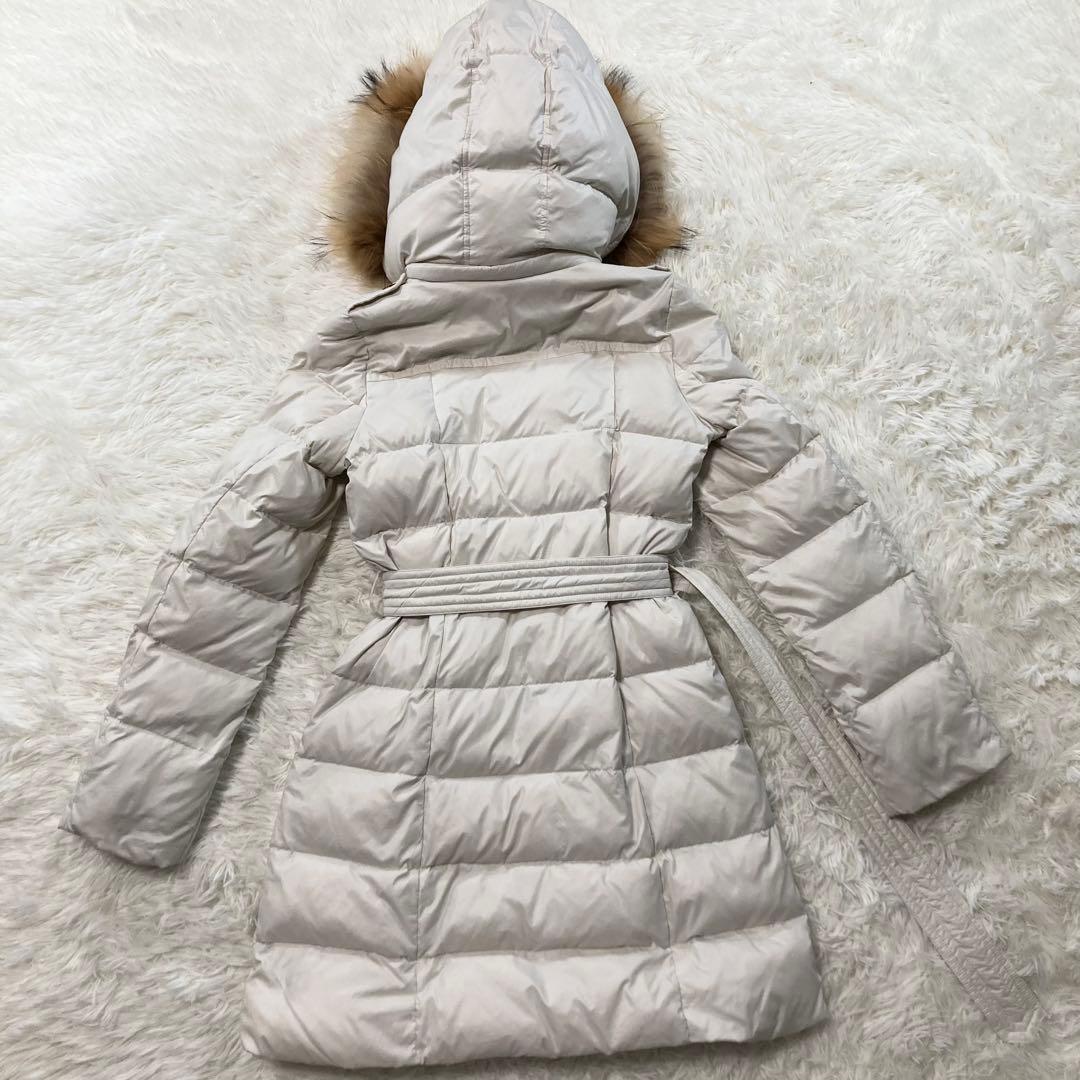 バーバリーブルーレーベル ダウンコート ベルト ラクーンファー ノバチェック