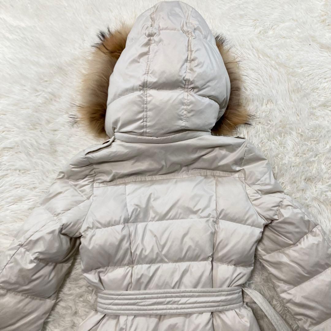 バーバリーブルーレーベル ダウンコート ベルト ラクーンファー ノバチェック