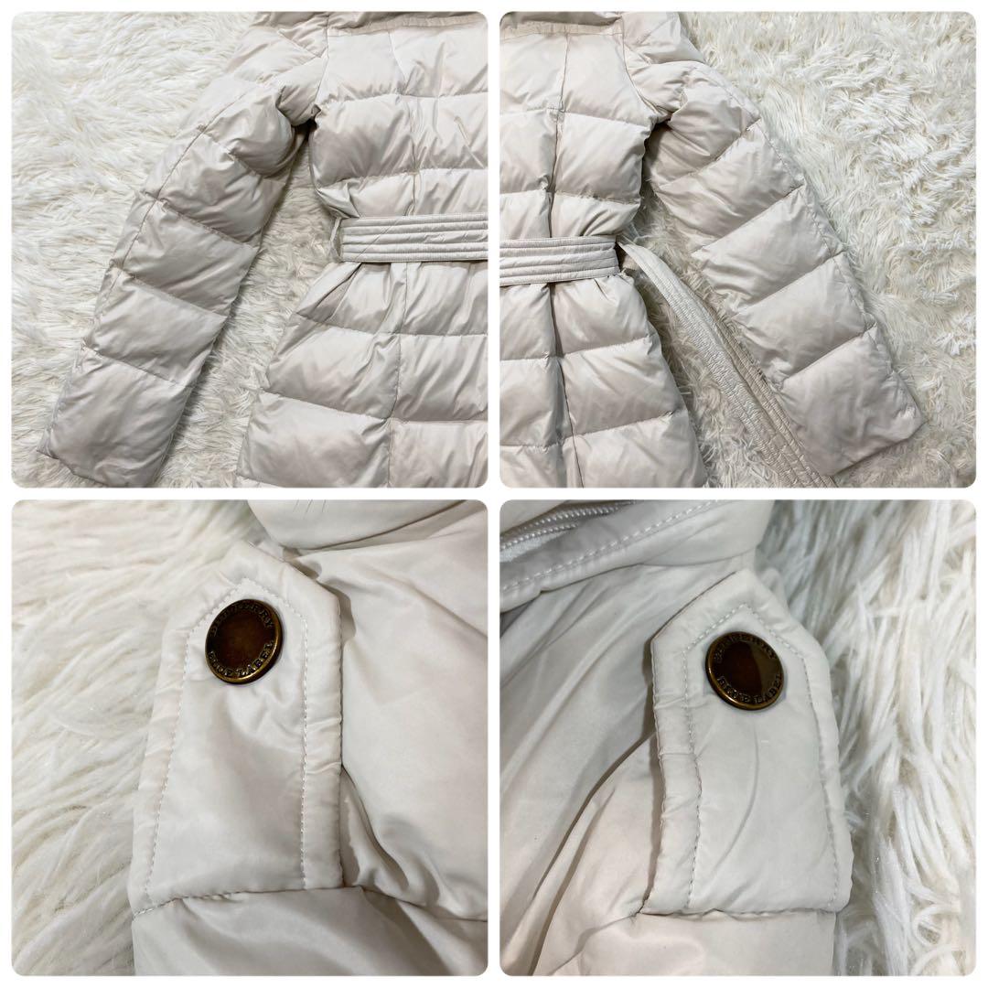 バーバリーブルーレーベル ダウンコート ベルト ラクーンファー ノバチェック