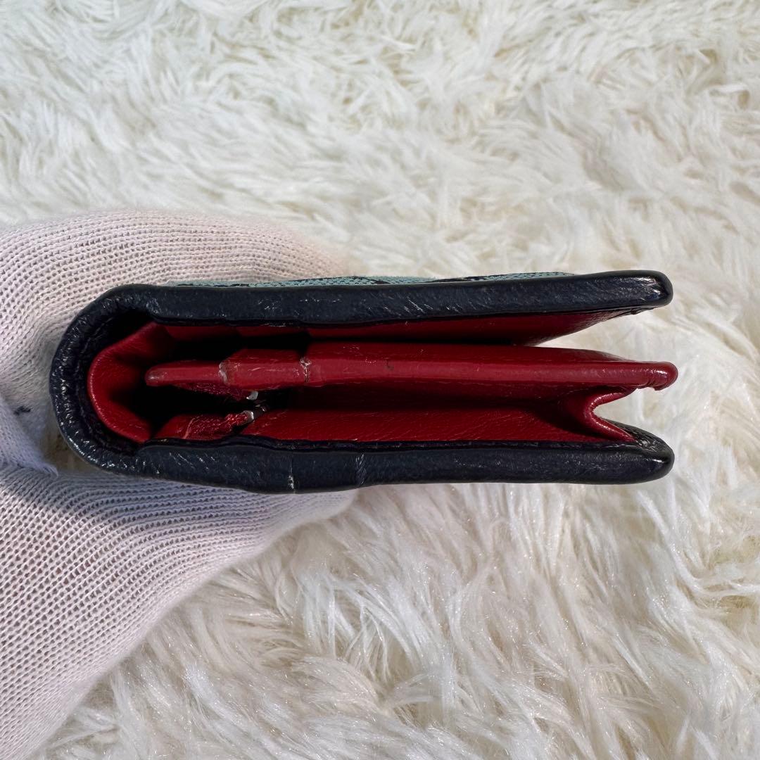 GUCCI グッチ 折り財布 青 キャンバス インターロッキング GGスプリーム
