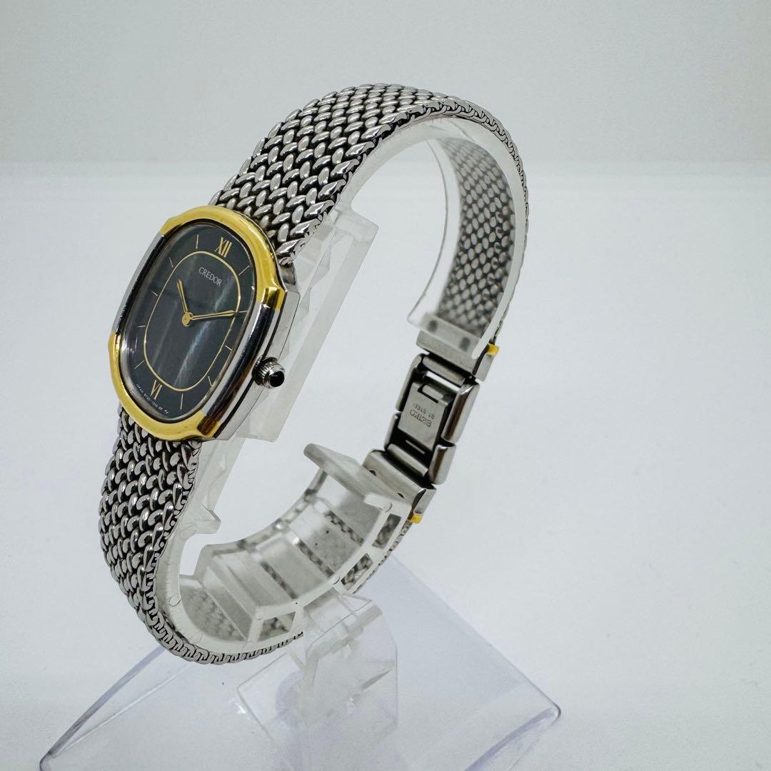 ✨SEIKO✨CREDOR✨6730-5860✨金/黒文字盤✨クオーツ✨腕時計✨