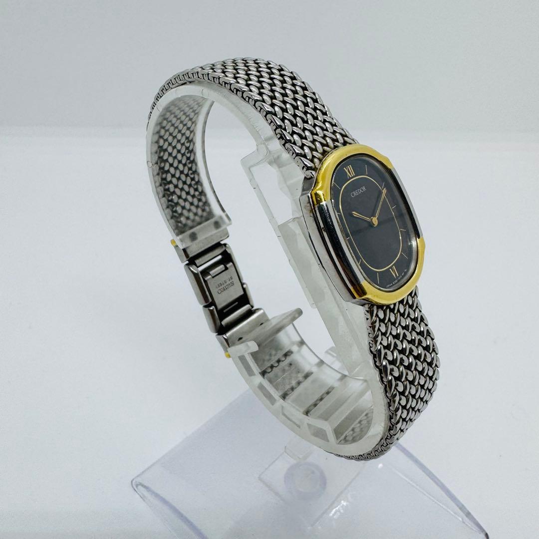 ✨SEIKO✨CREDOR✨6730-5860✨金/黒文字盤✨クオーツ✨腕時計✨