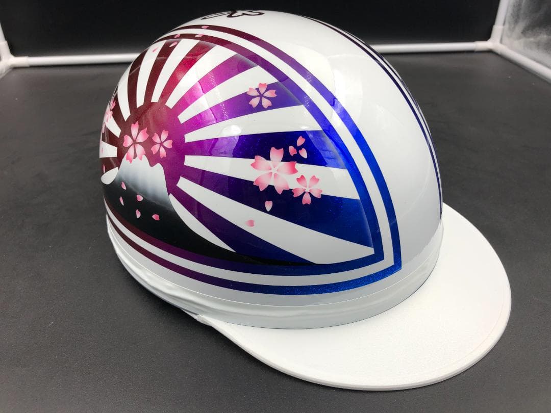 コルク半　カスタム　富士日章　三つボタン　ホワイトグラデーション　ラメ　桜