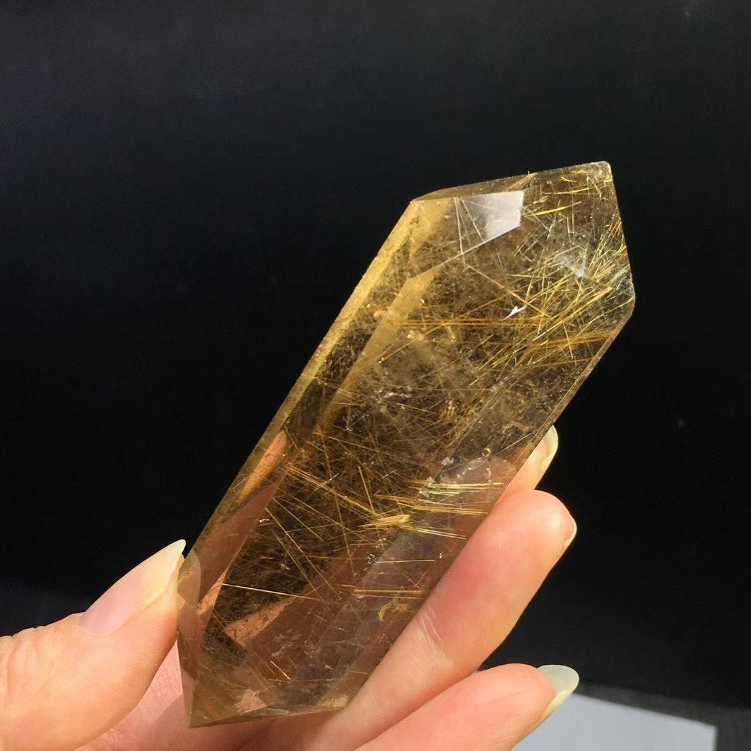 ★AAAAAAAAA級天然ゴールドルチルクォーツ六角柱B0109/YS/360A