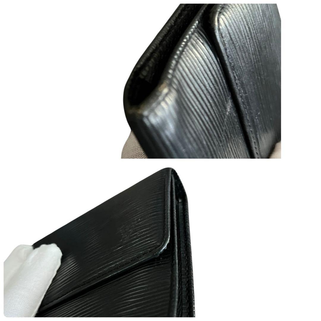 美品】ルイヴィトン エピ 三つ折り長財布 ブラック シリアルナンバーあり