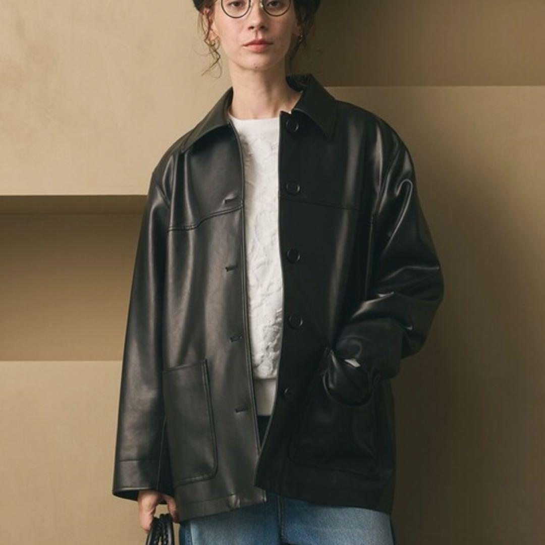 新品　BEAUTY&YOUTH レザーライク カバーオール ジャケット
