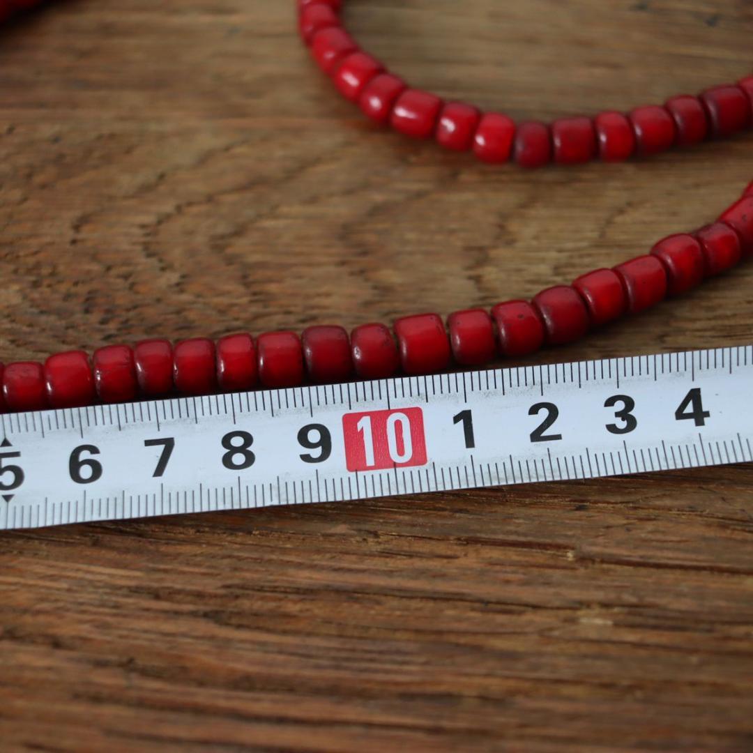 希少!! ホワイトハーツ オールドビーズ 7ミリくらい 一連 濃赤 血赤