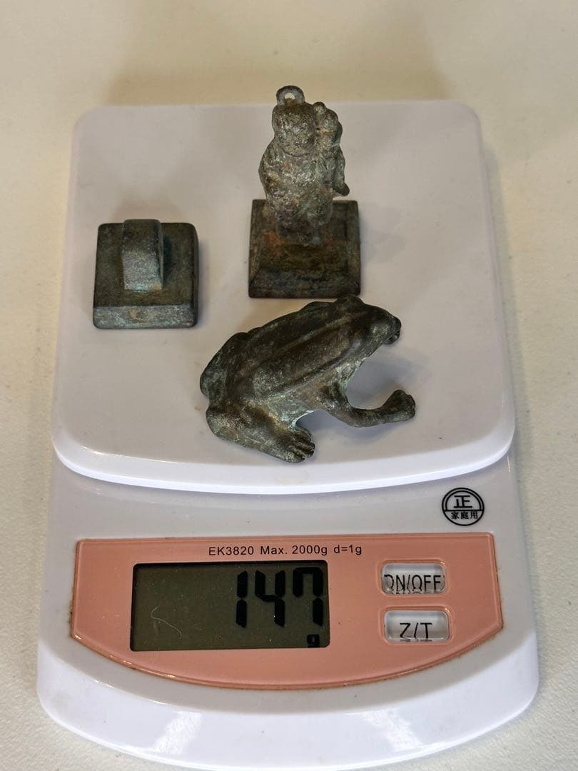 中国 青銅 印章 置物 3点セット 古美術