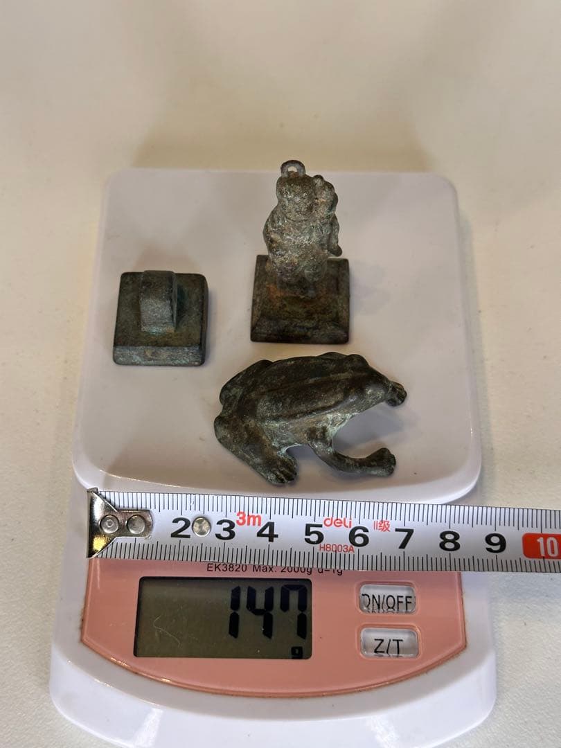 中国 青銅 印章 置物 3点セット 古美術