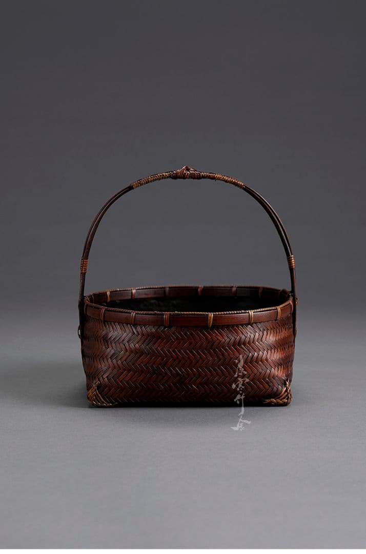竹細工 極上品 茶道具 茶器収納 収納 手作工芸品  買い物かご